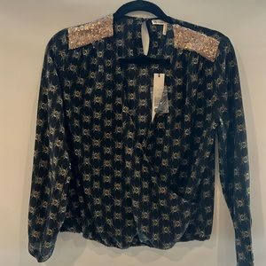 House of Harlow Skull printed drape top